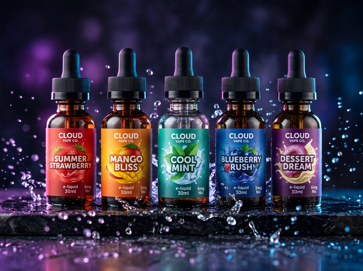 Selected vape juices and salts variety